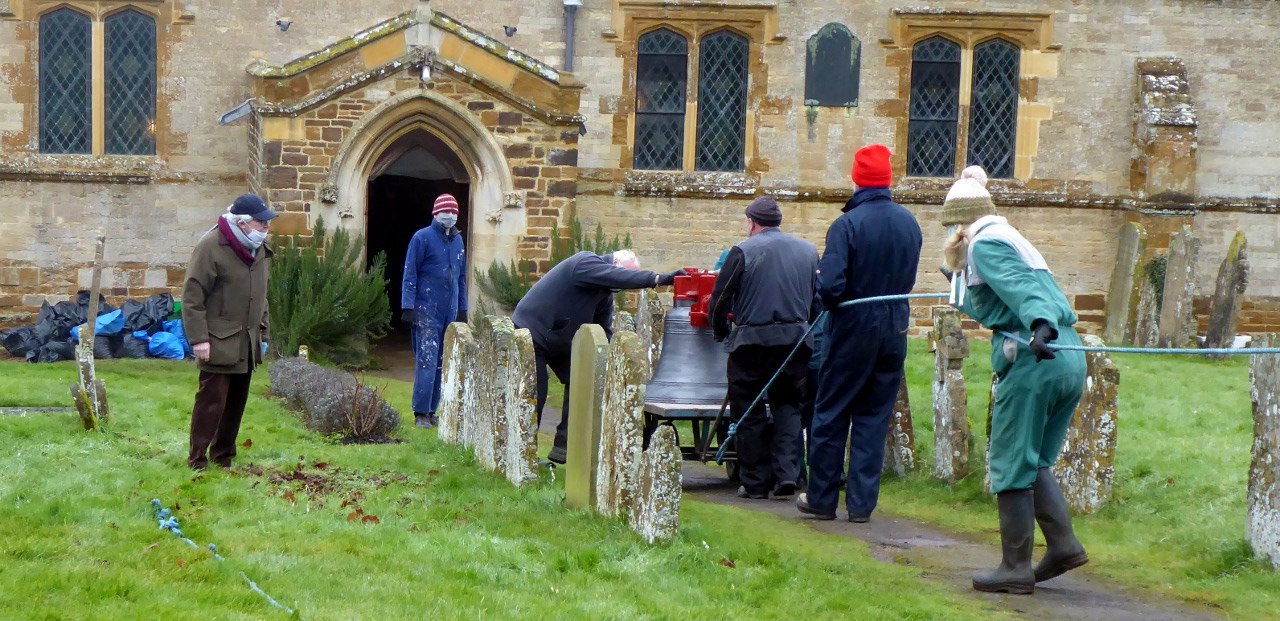 And finally the bell reaches the church